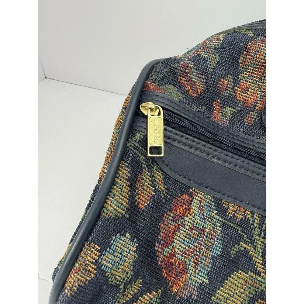 Vintage Jaguar Tapestry Weekender Travel Bag & Tote Purse Set JCPenney Floral
